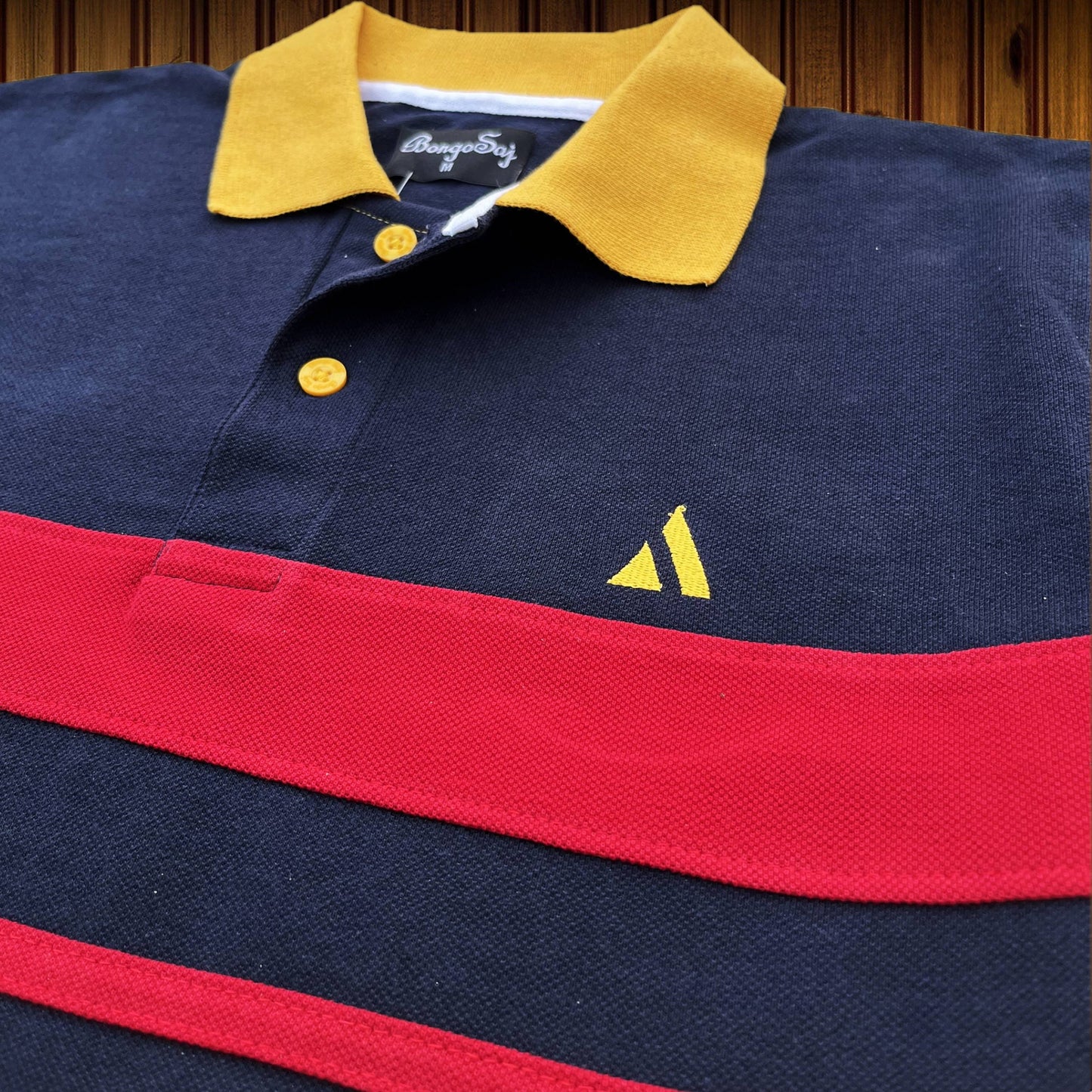 Men stylish T Shirt Navy Blue , Red with Golden Yellow, Red stripe